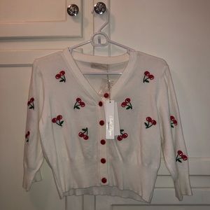 Cherry Cropped Cardigan with Red Buttons 🍒 Vintage 1950s style